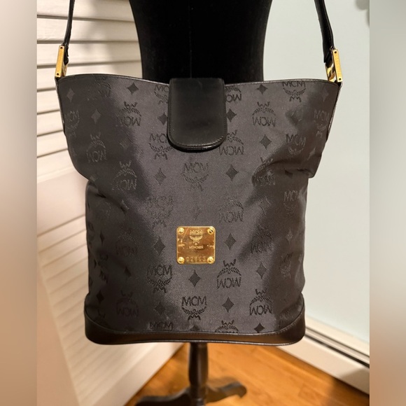 MCM Handbags - MCM Black Monogram and Leather shoulder Bag! With COA